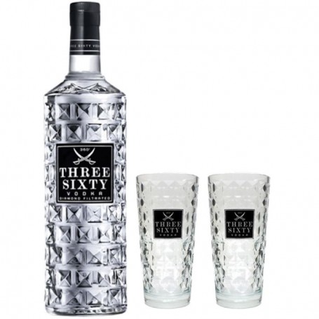VODKA THREE SIXTY 1*70 CL + 2 VERRES