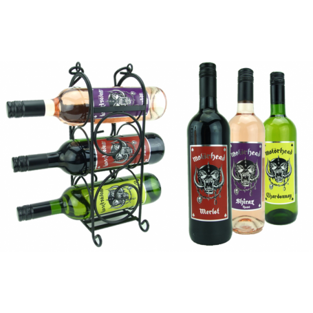 BOX ROCK MOTORHEAD VINS FRANCAIS 3*75CL + 1 WINE RACK