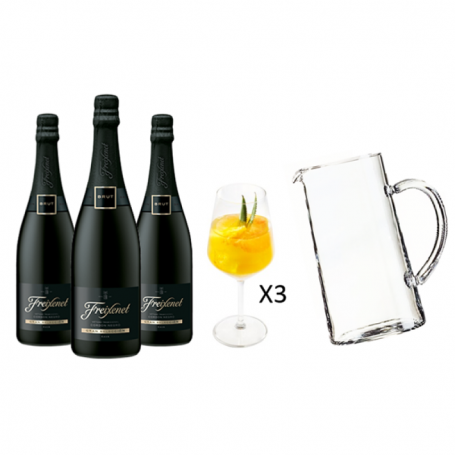 FREIXENET KIT SANGRIA : 3 CORDON NEGRO + 1 CARAFE + 3 VERRES