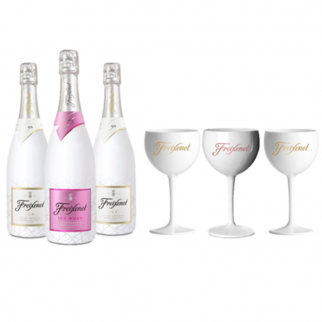 FREIXENET KIT DEGUSTATION ICE : 3 BTLES (2 ICE, 1 ICE ROSE)+ 3 VERRES