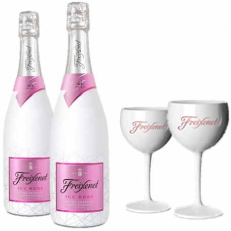 FREIXENET KIT DEGUSTATION ICE : 2 BOUTEILLES ICE ROSE + 2 VERRES