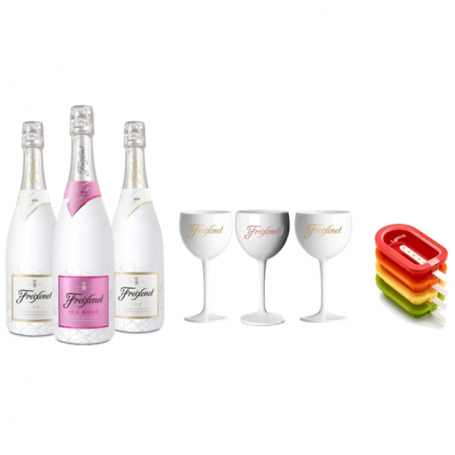 FREIXENET KIT ICE POPTAILS : 3 BTLES (2 ICE,1 ICE ROSE)+ 3V+ 4 MOULES