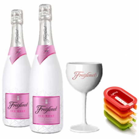 FREIXENET KIT ICE POPTAILS : 2 BTLES (1 ICE,1 ICE ROSE)+ 1V+ 4 MOULES