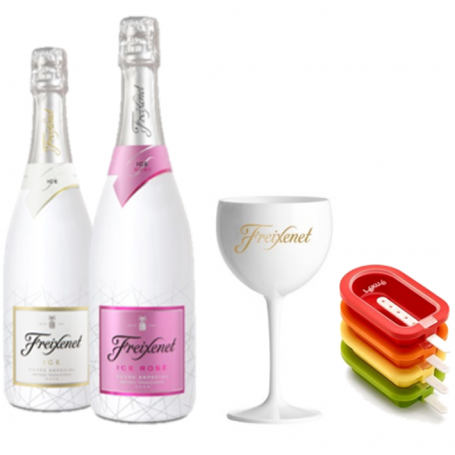 FREIXENET KIT ICE POPTAILS : 2 BTLES (ICE+ICE ROSE) +1 VERRE+4 MOULES