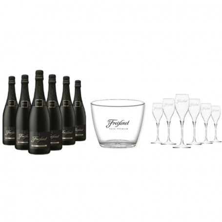 FREIXENET KIT SOIREE LA FREIX : 6 CORDON NEGRO + 6 FLUTES +1 SEAU