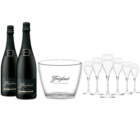FREIXENET KIT SOIREE LA FREIX : 2 CORDON NEGRO + 6 FLUTES +1 SEAU