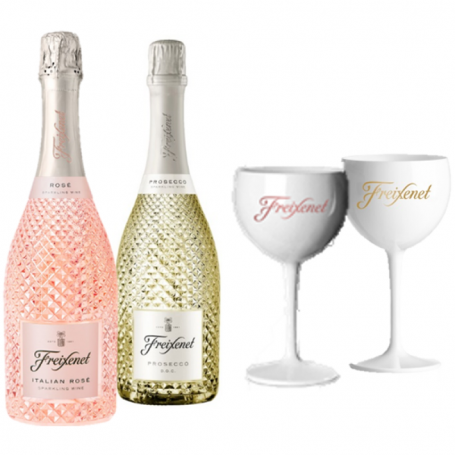 FREIXENET KIT PROSECCO & ITALIAN : 2 BOUTEILLES + 2 VERRES
