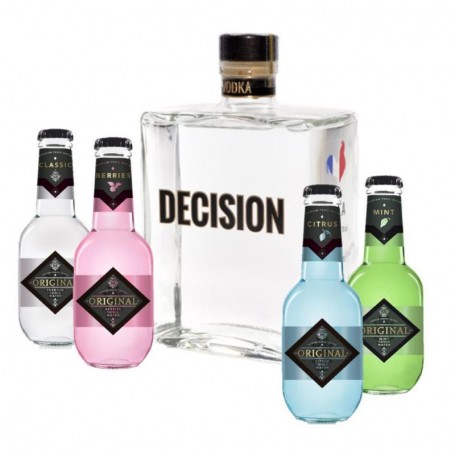 BOX MIXOLOGIE VODKA DECISION 0,70L + 4 ORIGINAL TONIC 0,20L