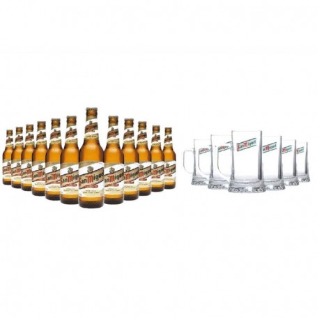 COFFRET BIERES SAN MIGUEL 12*33CL + 6 CHOPES SAN MIGUEL