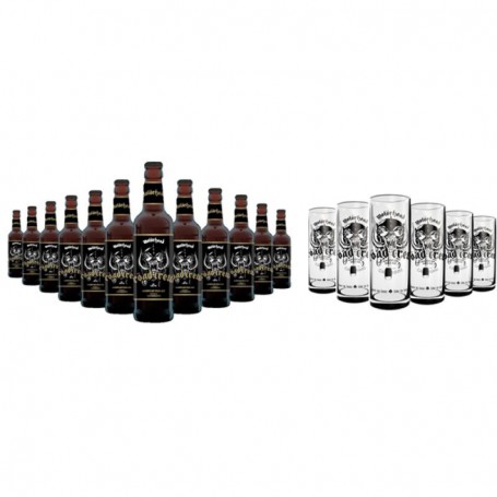 BOX MOTORHEAD ROADCREW 12 BIERES 33CL + 6 CHOPES MOTORHEAD 50CL